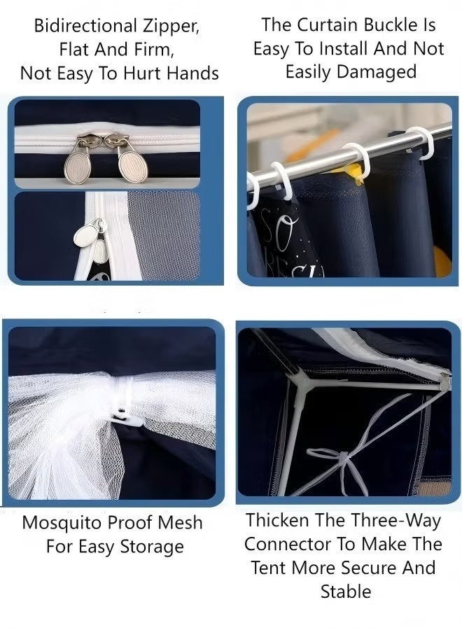 Bed Canopy Tents Curtain,Sleep Tents for Indoor Portable Light Reducing,  Anti-Mosquito and, Light Blocking, Privacy Protection, Easy Installation Design,  Suitable for Single Bed, Bunk Bed, School Dormitory - Image 2